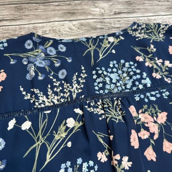 Westport 1962 Women's Floral Button Blouse XL Extra Large Navy Blue Pink Green - Picture 10 of 15